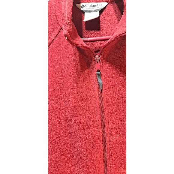 Columbia Womens Red Full-Zip Fleece Jacket Size L Warm Cozy Outerwear - Picture 2 of 5